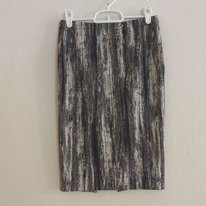 Donna Karan Black White Brushed Pencil Skirt - Size 2